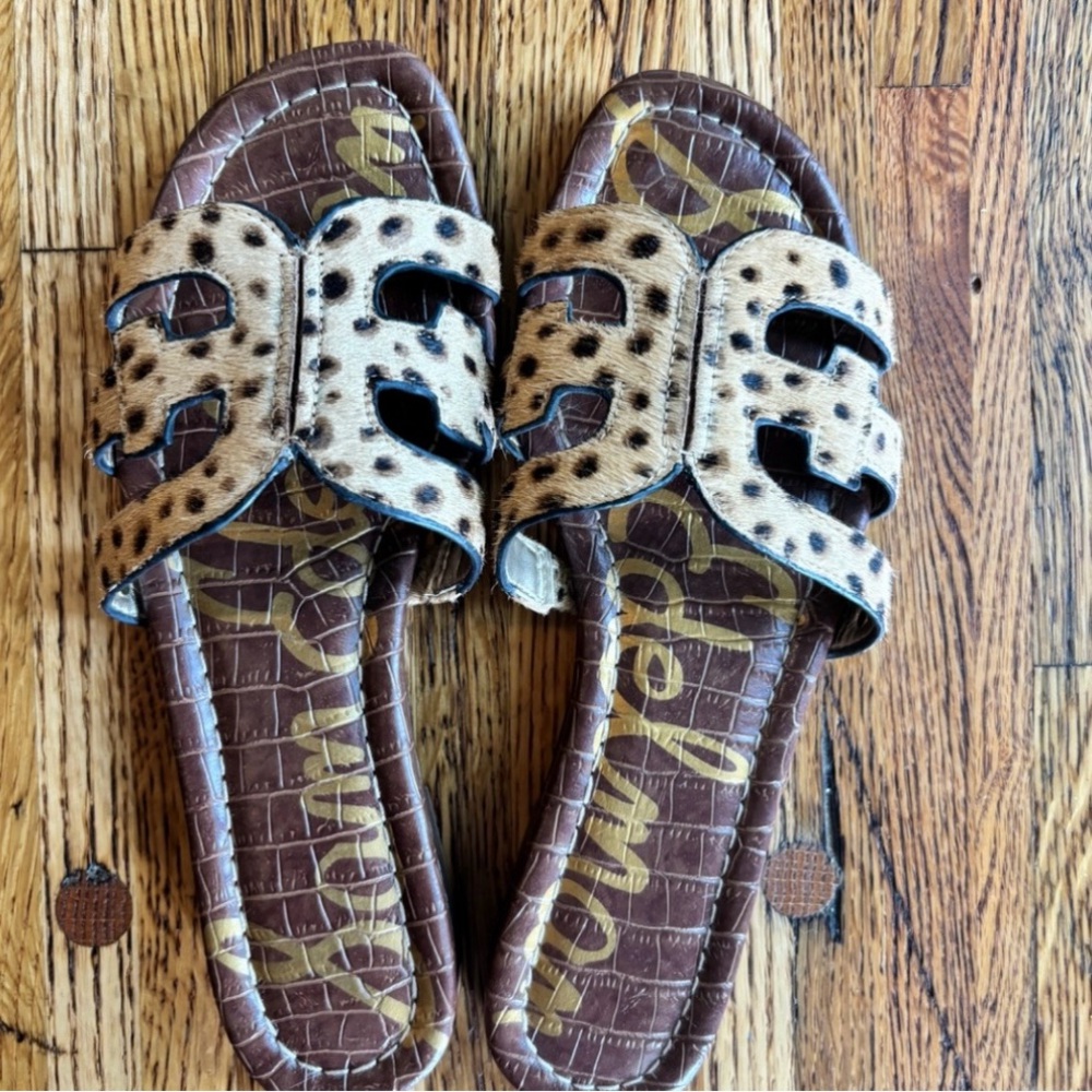 Sam Edelman leopard calf hair Bay Slide. Size 7.5